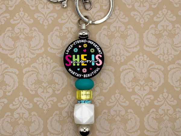 Inspirational Mom Gift, Beaded Keyring