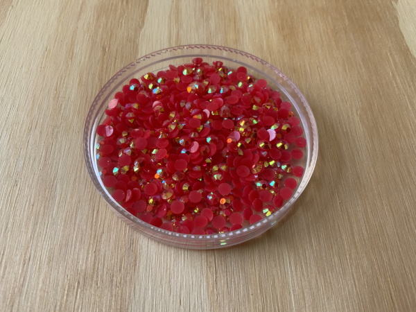 AB Red, AB Siam 3mm or 4mm rhinestones